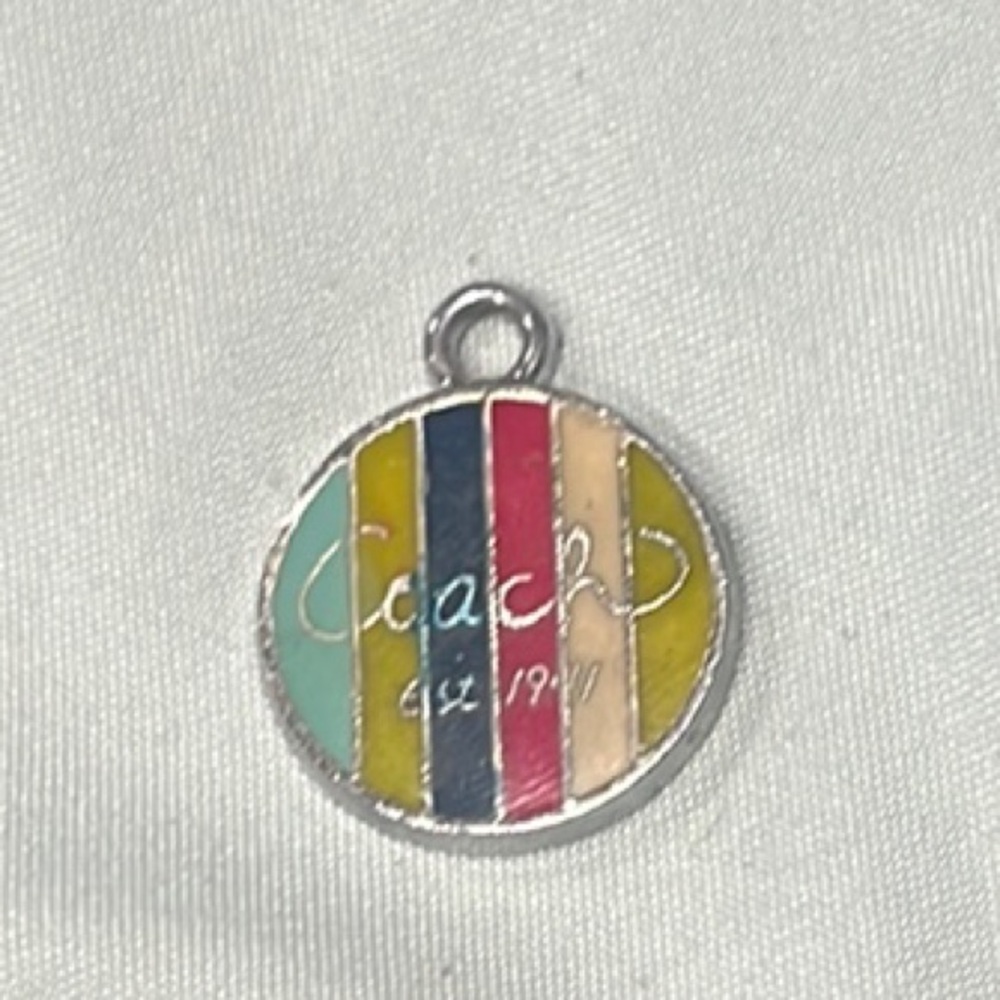 Coach Striped Pendant Charm with Multicolor Design